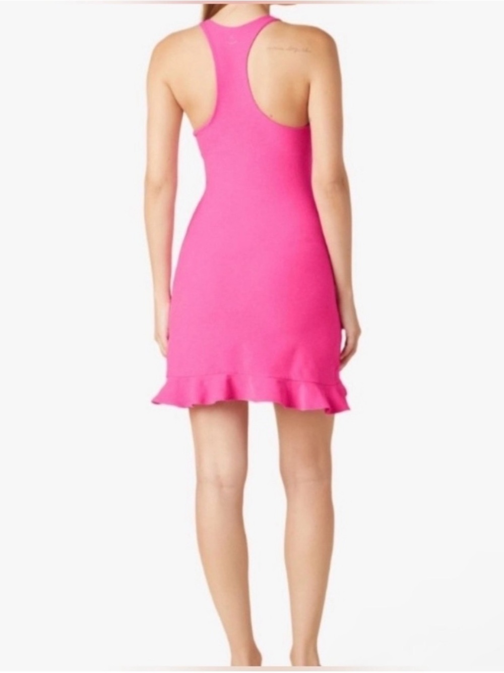 Beyond Yoga Bright Pink Ruffle Hem Mini Dress - Picture 4 of 8